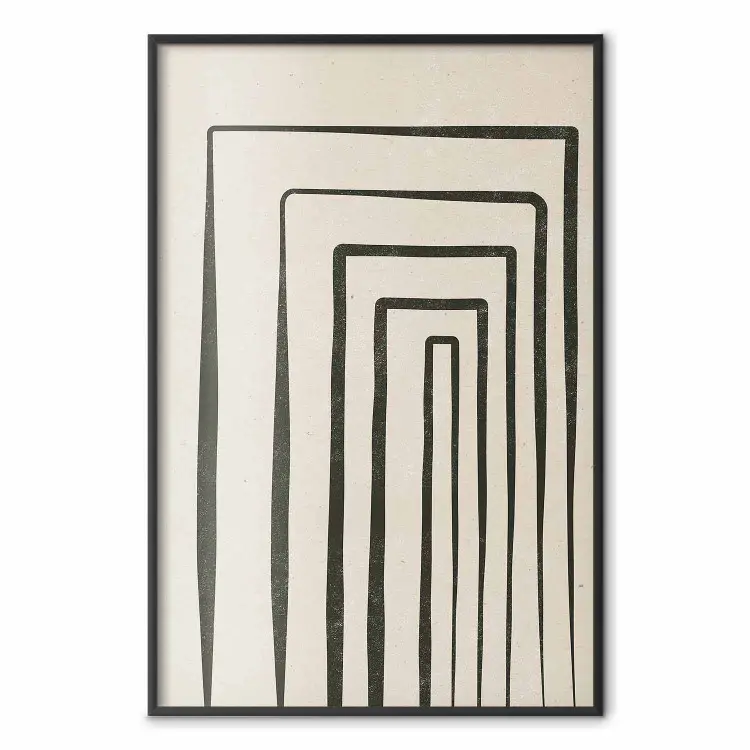 Hoge zuilengang - zwarte lijnen die patronen vormen in abstracte stijl