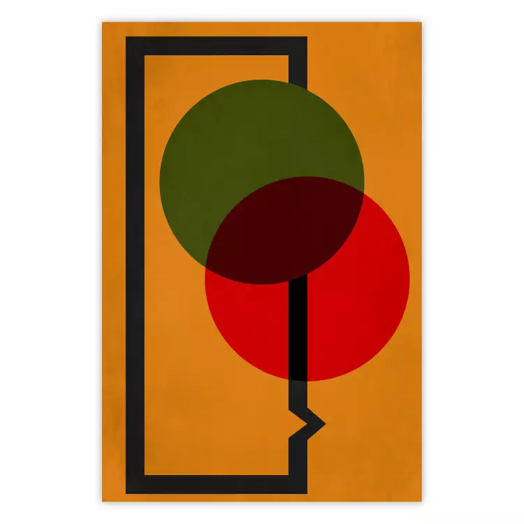 Compositie van cirkels - abstracte kleurrijke cirkels op een oranje achtergrond