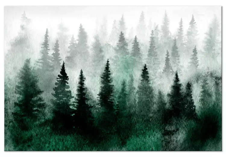 Mistig Scandinavisch bos (1-delige) breed - bomenlandschap in mist