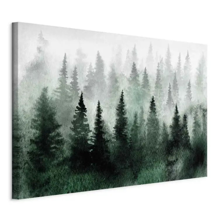 Mistig Scandinavisch bos breed - bomenlandschap in mist
