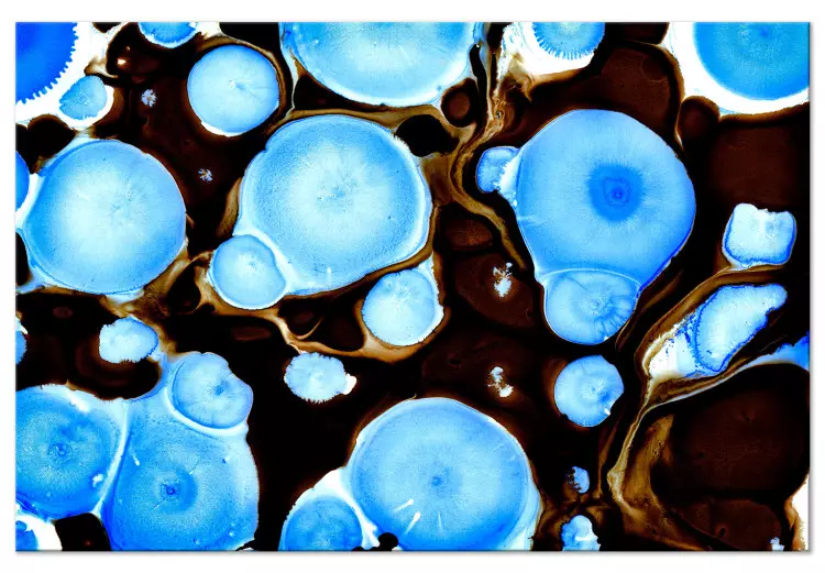 Biovormen - abstractie in verlicht blauw en donkerbruin