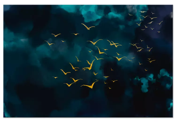 Hemel voor de storm (1-delige) breed - landschap met gouden vogels