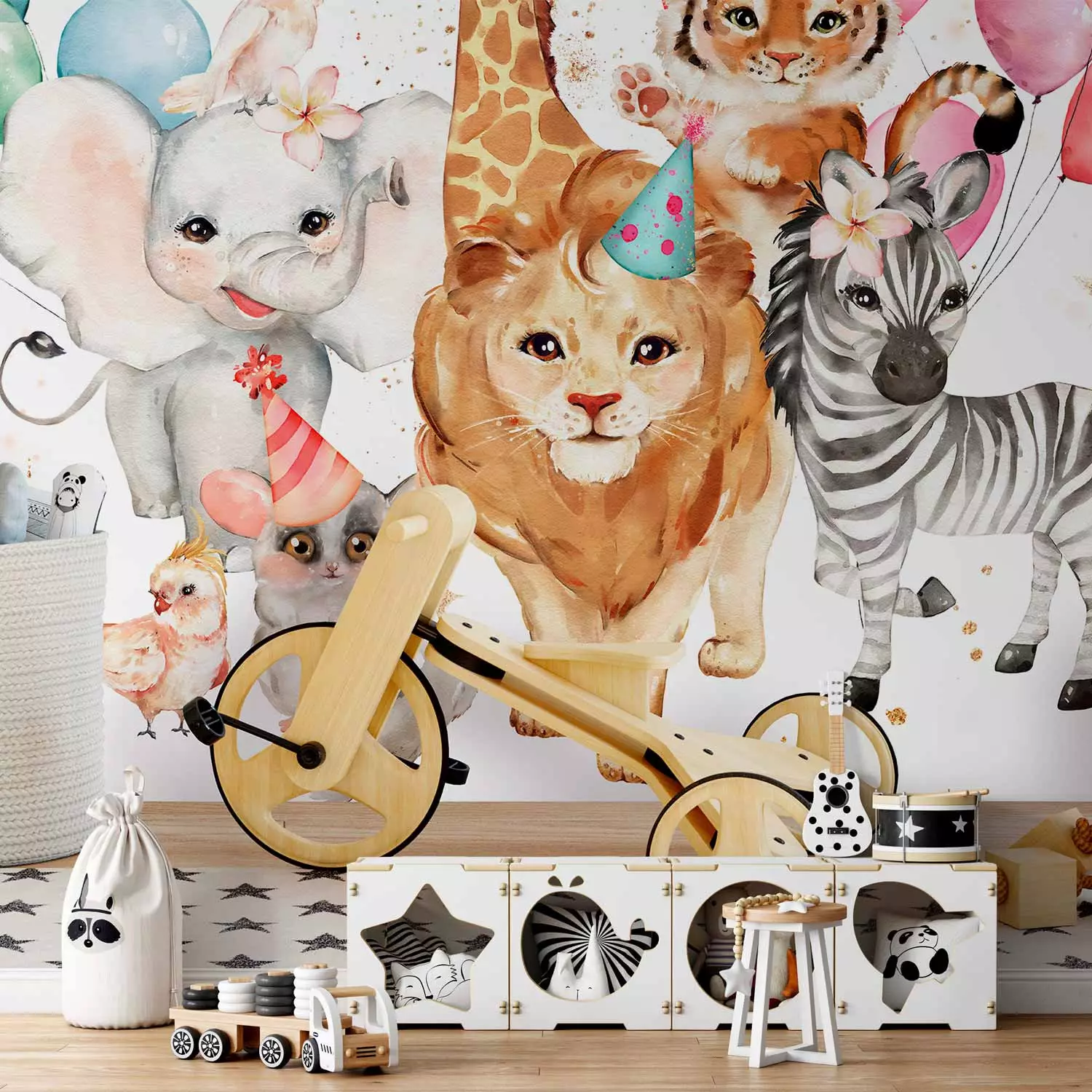 Fotobehang Vrolijke troep aquarel voor kinderen met vrolijke