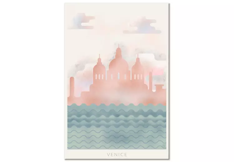 Venetië op de golven - cartoonafbeelding van het stadscentrum