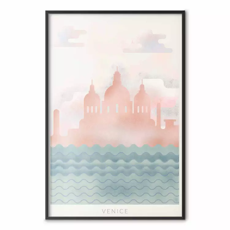 Lente in Venetië - pastel landschap van de zee tegen een achtergrond van architectuur