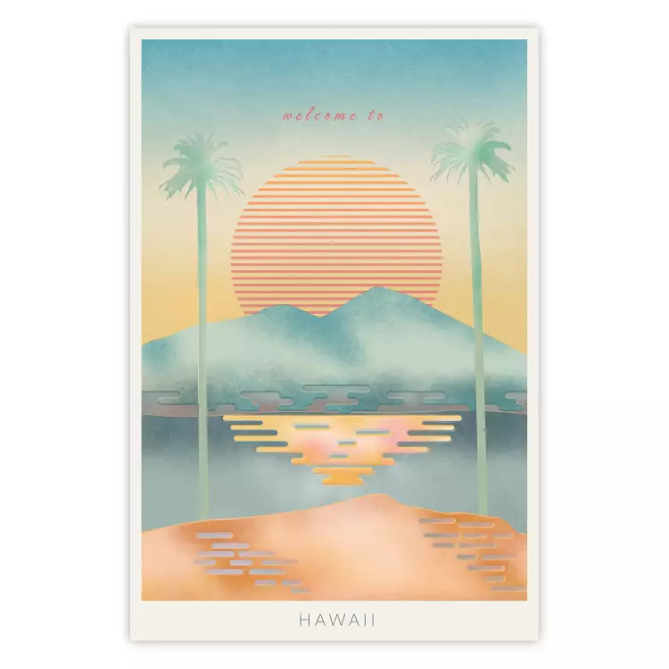 Welkom op Hawaï - tropisch landschap van de zomer in pastelstijl