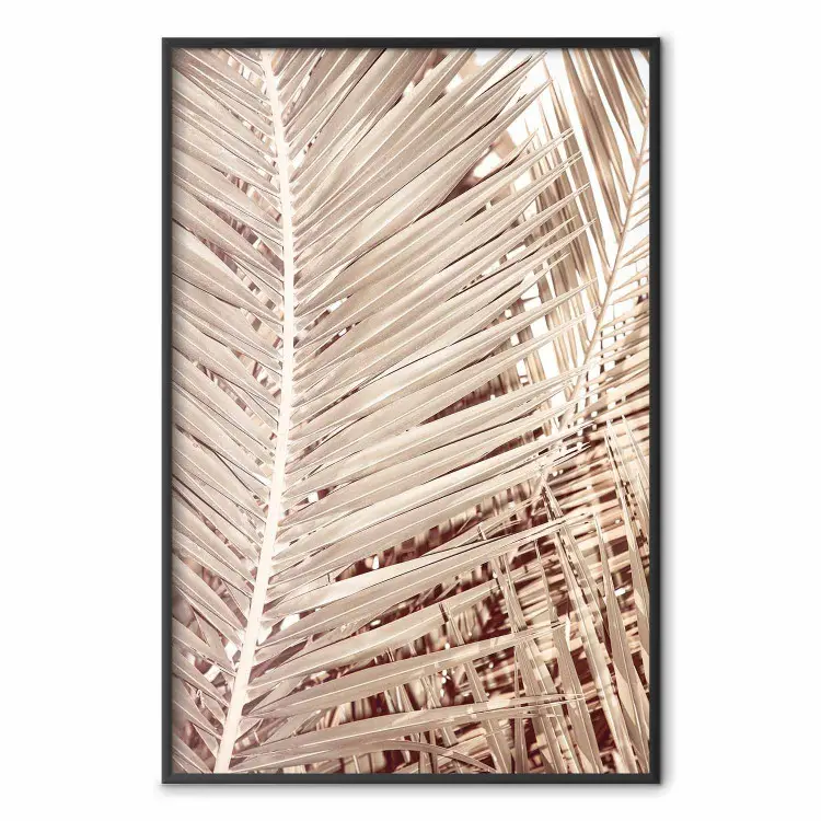 Beige palm - compositie van tropische palmbladeren in gouden kleur