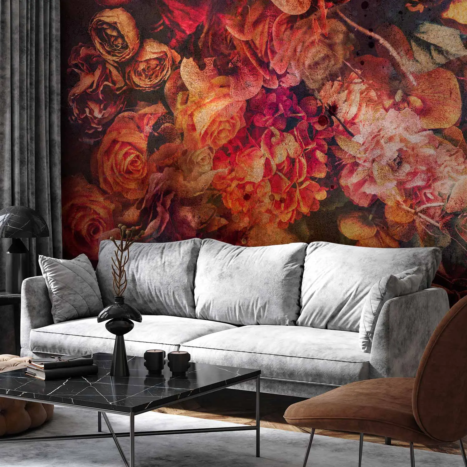 Livingwalls Travel Styles Vliesbehang Barok Oranje Roze - Klassiek Wandbehang 10,05 M X 0,53 M
