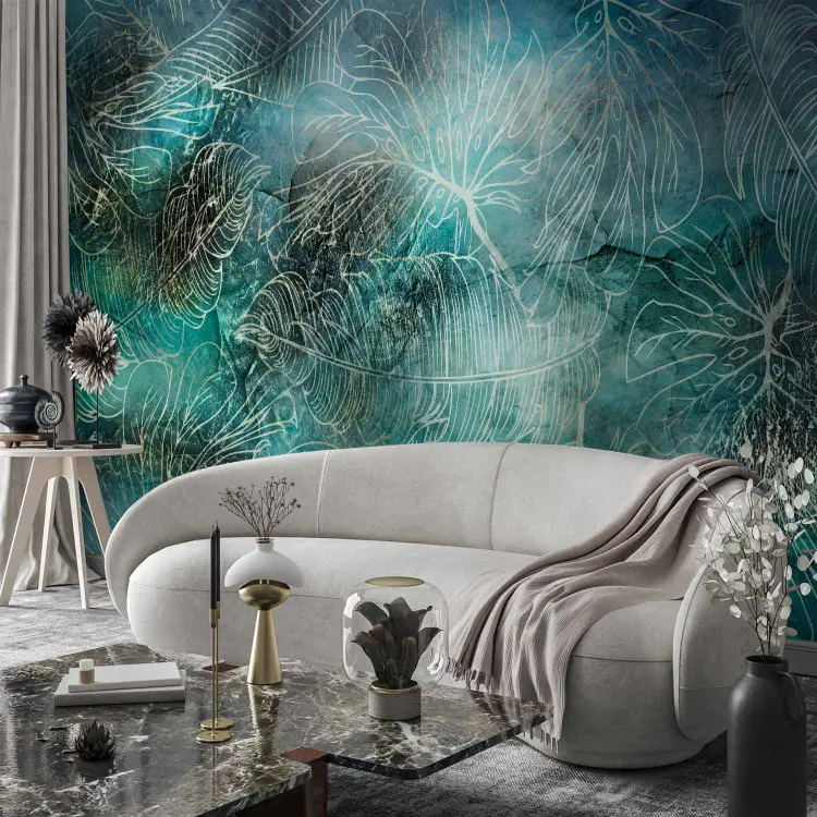 Vliesbehang Woonkamer Livingwalls Fotobehang Klimop Bladeren Groen En Crème - 371 X 280 Cm As 392271 Woonkamer Behang Groot Formaat