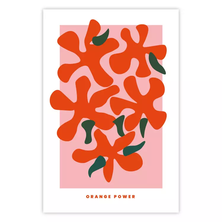 Oranje boeket - abstracte kleurrijke bloemen en Engelse teksten