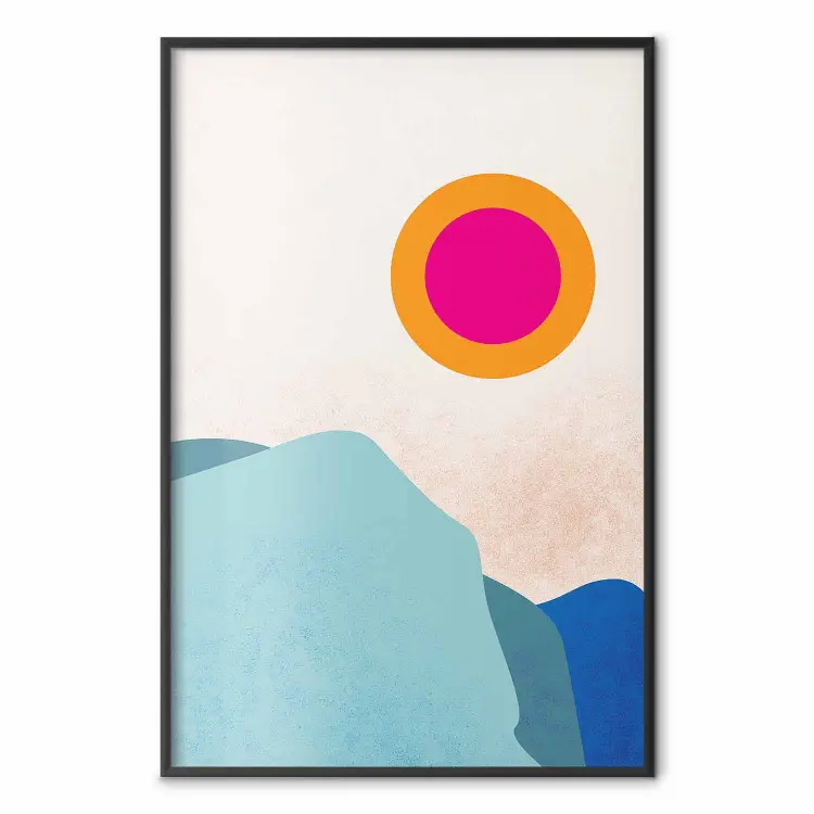 Zonnige fjord - abstract berglandschap op een heldere hemelachtergrond