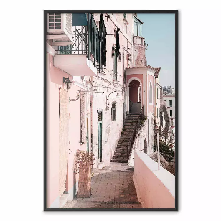 Huis in Amalfi - warme compositie met roze architectuur van Italië