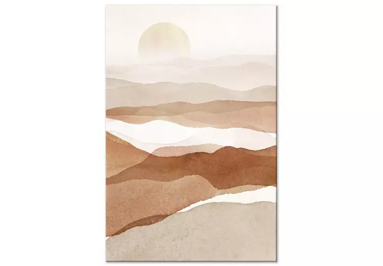 De ondergaande zon over de woestijn - een abstract landschap