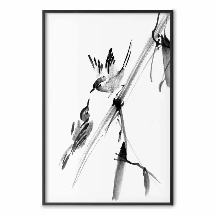 Gevleugelde liefde - minimalistische compositie van vogels tussen bomen