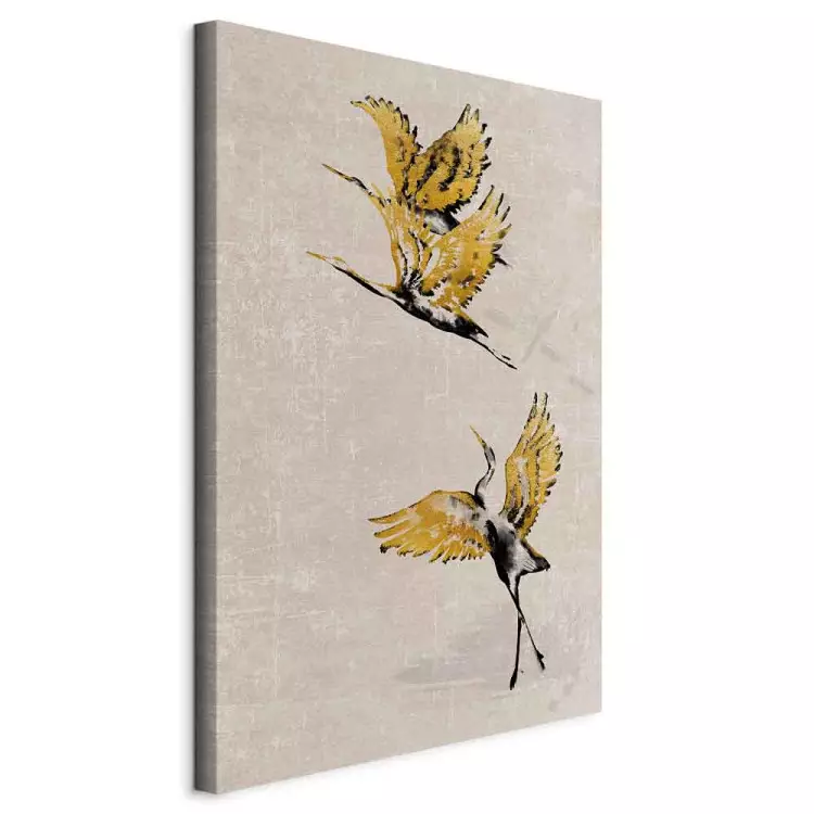Gouden kraanvogels - een compositie in Japanse stijl in beige