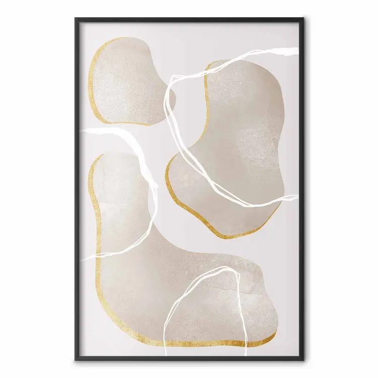 Droom van het strand - eenvoudige abstractie in beige vormen en witte lijnen