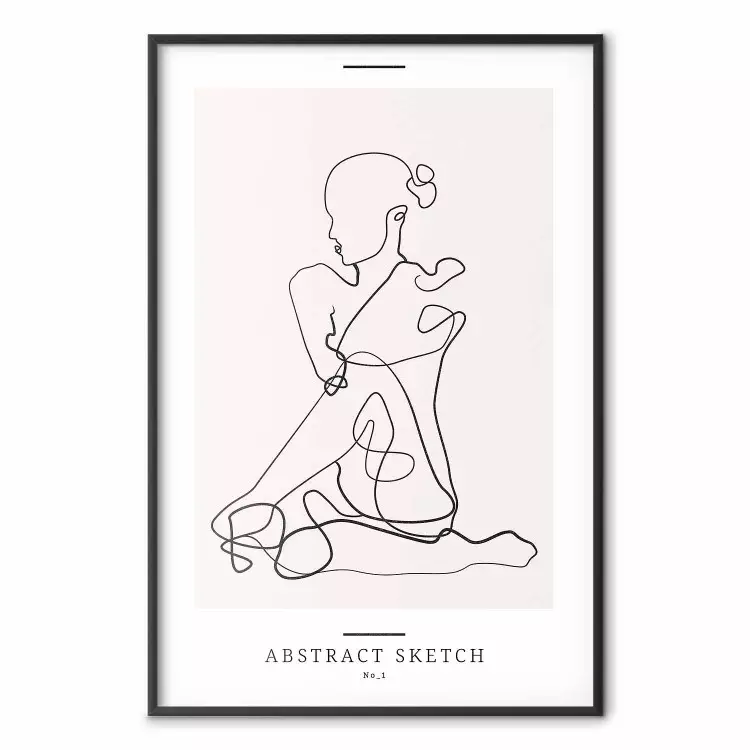 Abstracte schets - eenvoudige lineart met een vrouwelijk figuur en teksten