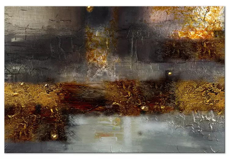 Augustusavond (1-delig) breed - gouden abstractie