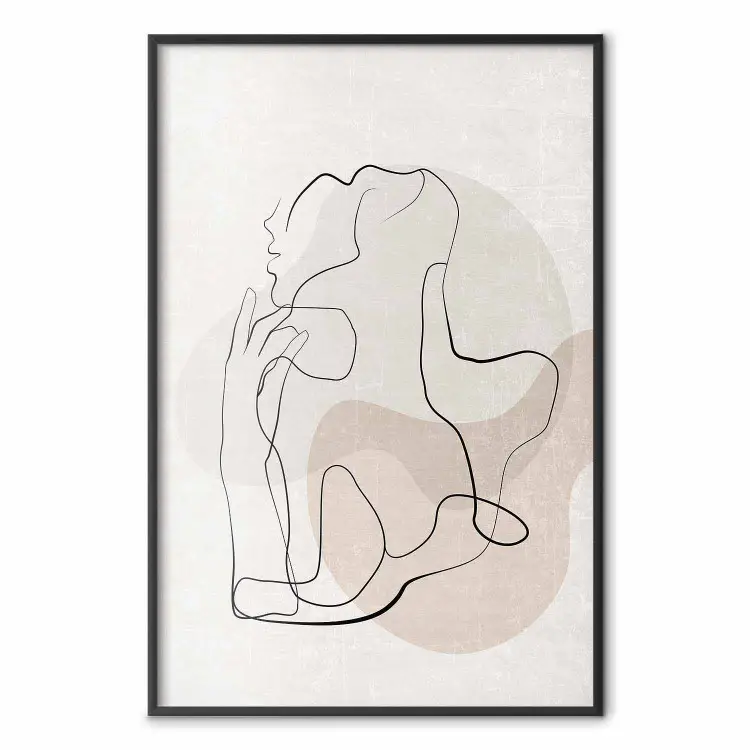 Franse stijl - eenvoudige lineart van een menselijke silhouet in warme kleuren
