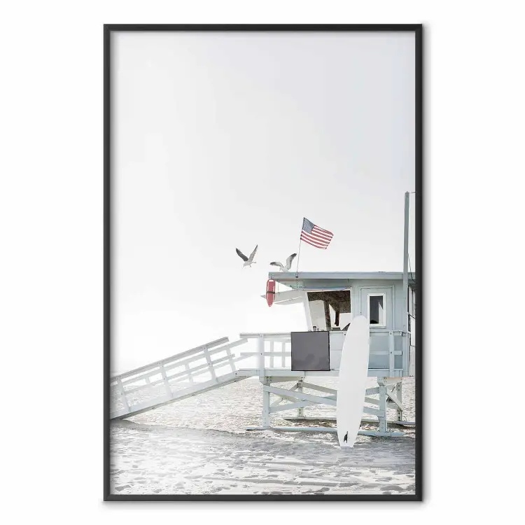 Santa Monica Beach - landschap van een Amerikaanse strandwachttoren op het strand