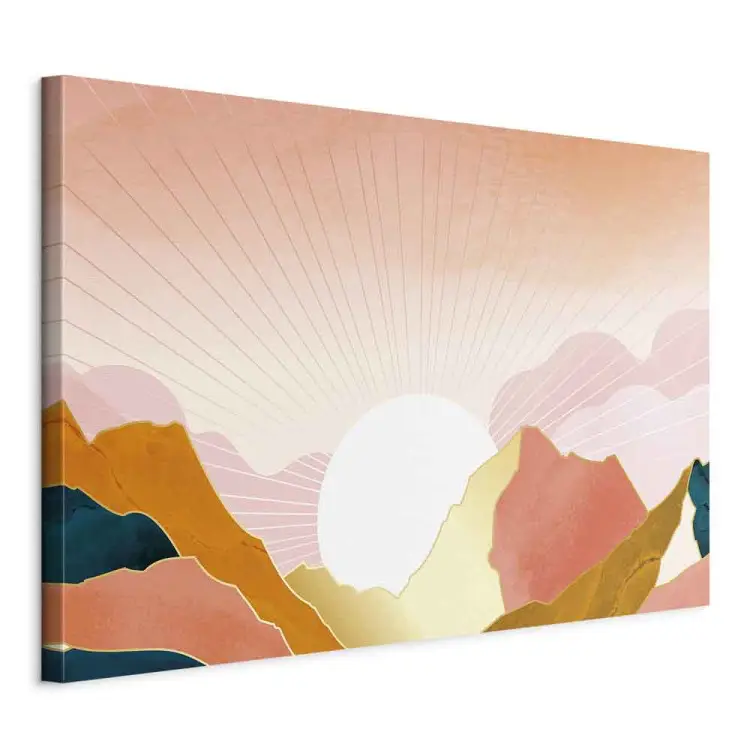 Zonnig land breed - abstracte zon achter bergen