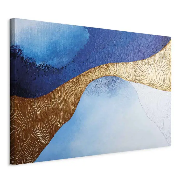 Gouden uitloop breed - moderne abstractie in blauwtinten