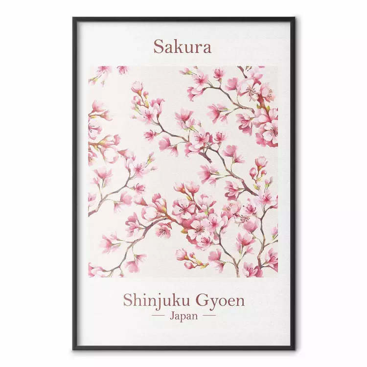 Sakura - Engelse teksten en Japanse plant met roze bloemen