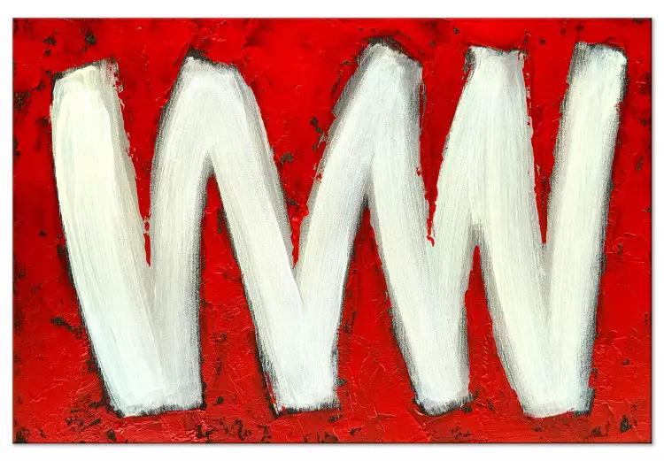 Twee letters W (1-delig) breed - abstractie op rode achtergrond