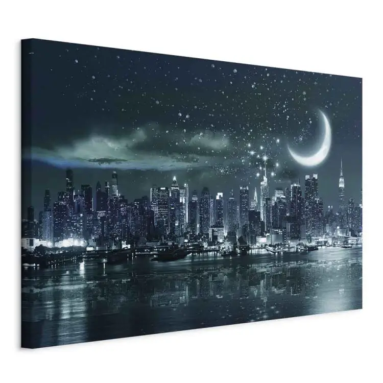 Maan boven Manhattan breed - New York bij nacht