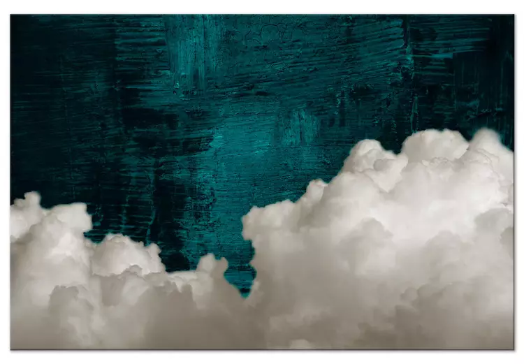 Smaragd abstractie (1-delig) breed - wolken op groene achtergrond