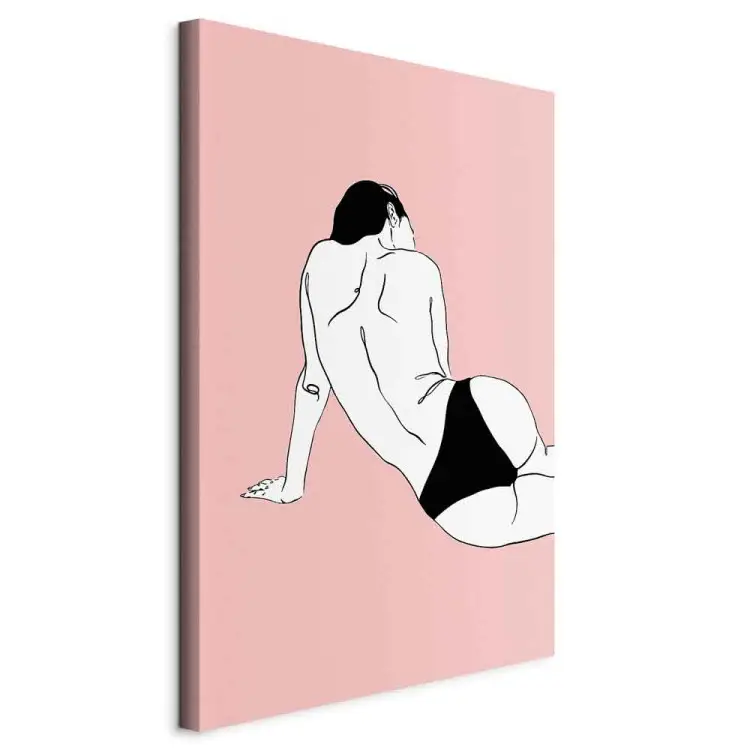 Vrouwelijk lichaam verticaal - omgekeerde figuur op roze achtergrond