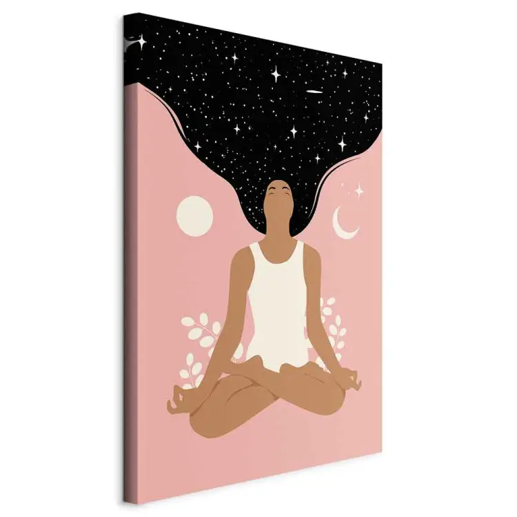 Ochtendyoga verticaal - figuur van vrouw in selflove-sfeer