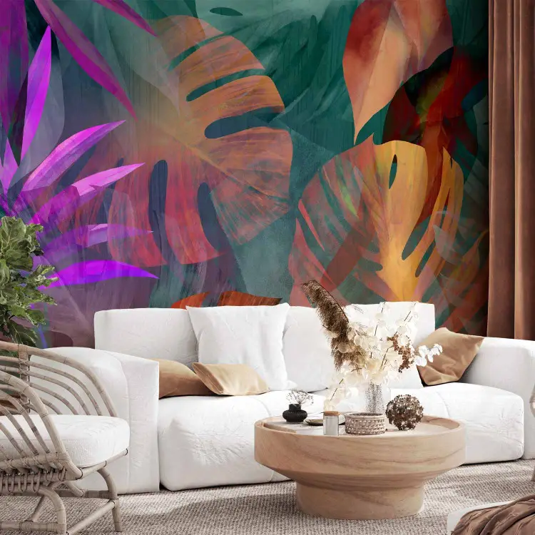 WallArena - Vlies Fotobehang Monstera, 368 x 254 cm - Fotobehang - Behang - voor Woonkamer Slaapkamer - Vliesbehang Wandbehang Behang 3D Effect - incl. Lijm - Bladeren