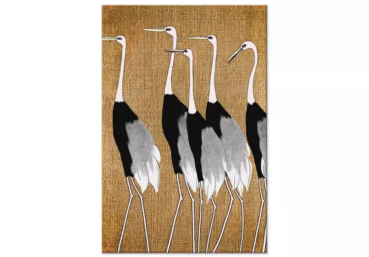 Aziatische kraanvogels (1-delig) verticaal - vogels in Japanse stijl