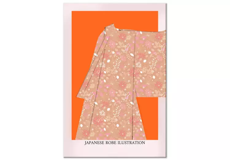 Japanse kimono (1-delig) verticaal - teksten en kleding in Zen-stijl