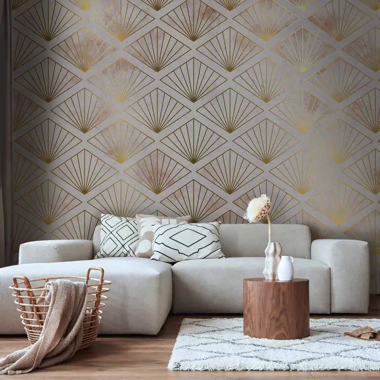 Herinnering aan art deco - egale compositie met gouden patroon