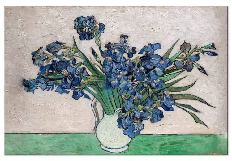 Vaas met irissen (1-delig) breed - bloemen in de stijl van Vincent van Gogh