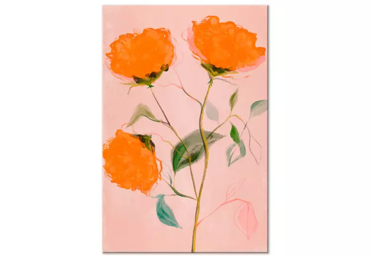 Oranje bloemen (1-delig) verticaal - drie rozen in bloei