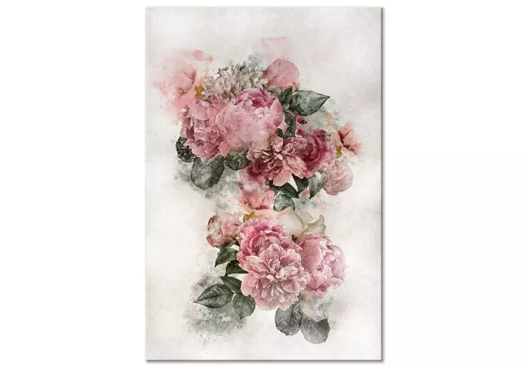 Pioenen in bloei (1-delig) verticaal - roze bloemen en een lichte achtergrond