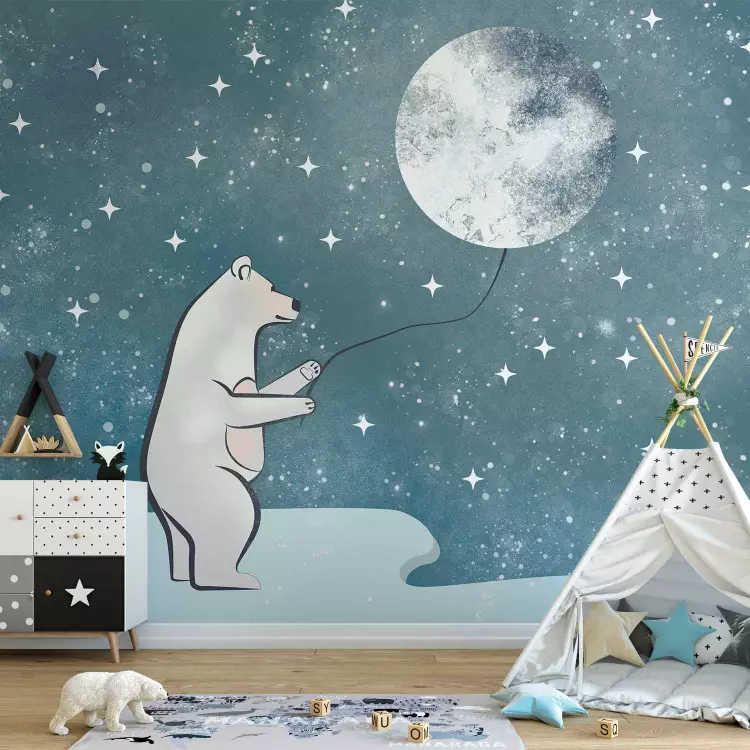 Sprookjesachtige fantasie - witte beer met ballon van de maan voor kinderen
