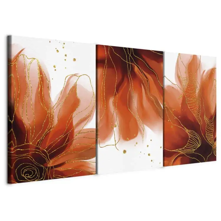 Drie vurige bloemen (3-delig) - abstractie met plantmotief