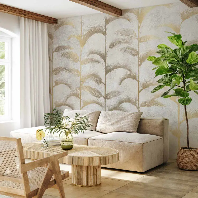 Zachte palmenbos - abstractie met gouden palmbomen in art-decostijl