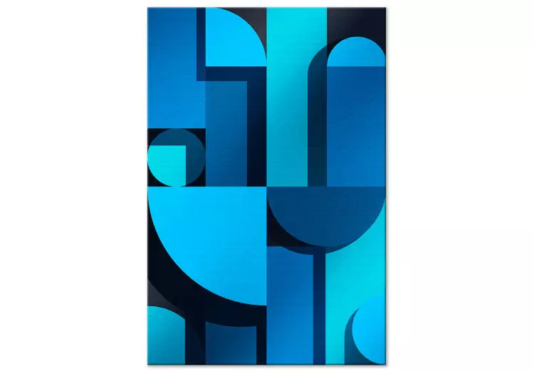 Kunst geometrie (1-delig) verticaal - blauwe abstractie art deco
