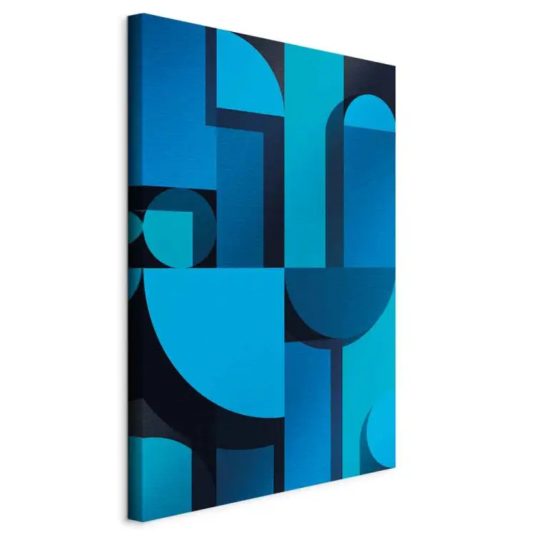 Kunst geometrie verticaal - blauwe abstractie art deco