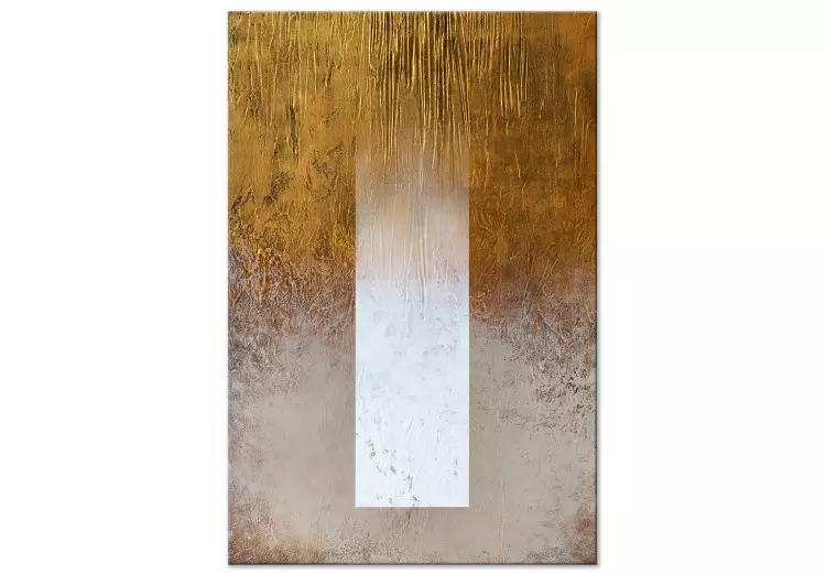 Spookachtige Abstractie (1-delig) - Verdwenen witte strook en goud-grijze achtergrond