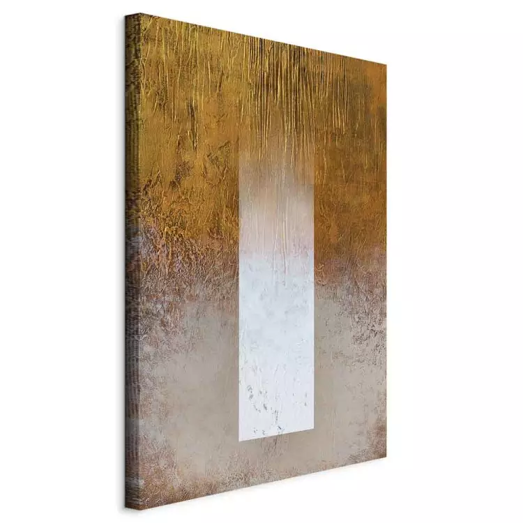 Spookachtige Abstractie (1-delig) - Verdwenen witte strook en goud-grijze achtergrond