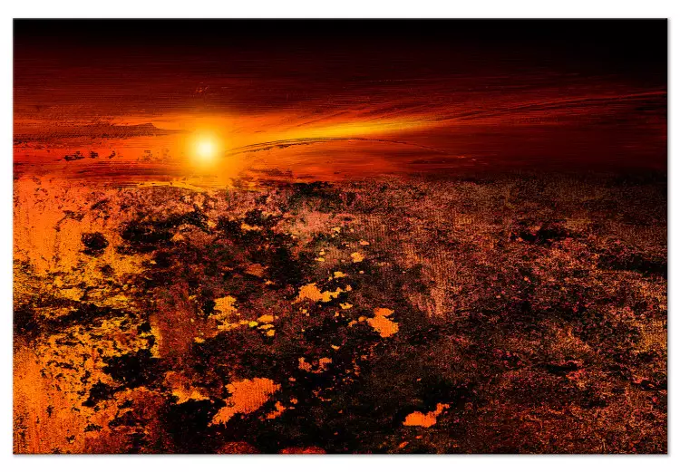Landschap (1-delig) - Zicht op zonsondergang en bloedrode lucht
