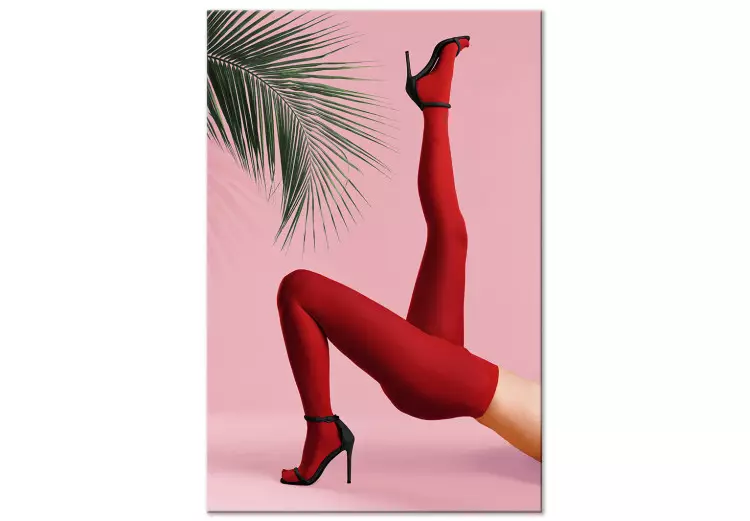 Rode Panty's (1-delig) - Vrouwenbenen tegen een groene palmboom