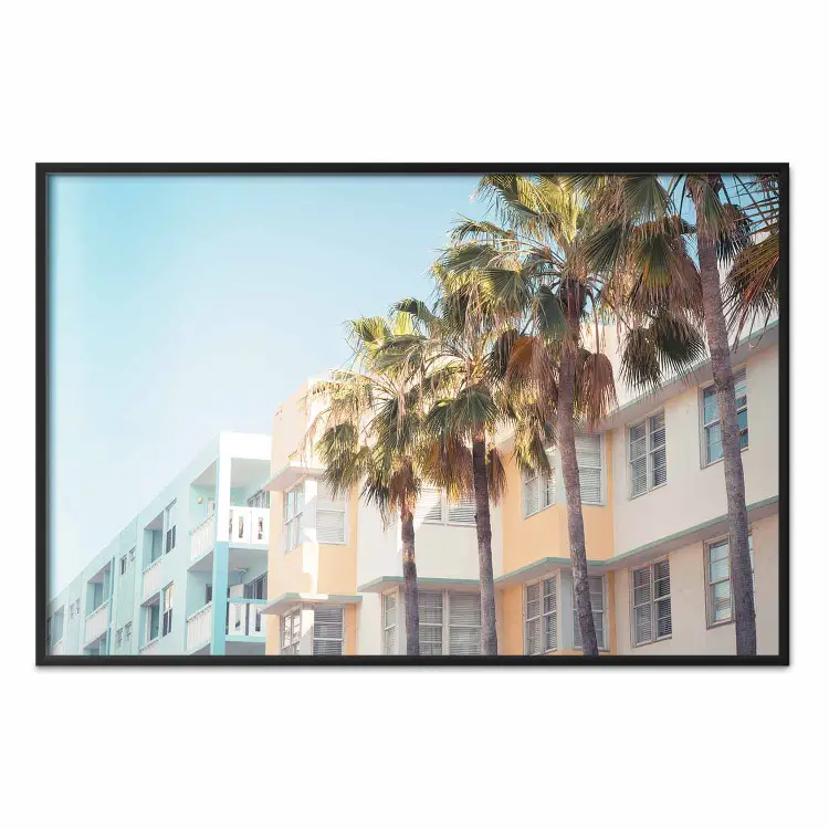 Stad Miami - palmbomen en architectuur van de kust van Florida in de zomer in pasteltinten