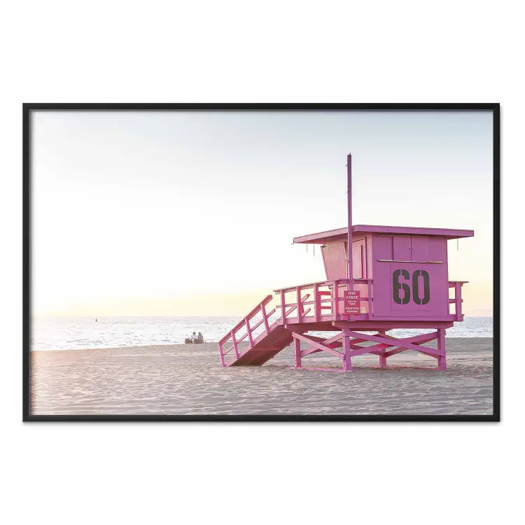 Zonsondergang - uitzicht op het hoofdkwartier van de strandwacht op Miami Beach